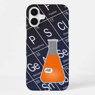 Orange Erlenmeyer Flask (with Initials) Chemistry iPhone 16 Plus Case