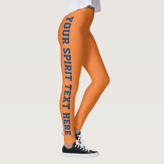 Orange et bleu Custom School Spirit Texte Leggings
