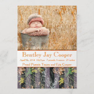 Orange et Camouflage Faire-part bébé