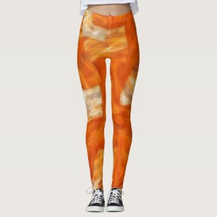 Orange et Leggings Tan Abstraits et Artsy