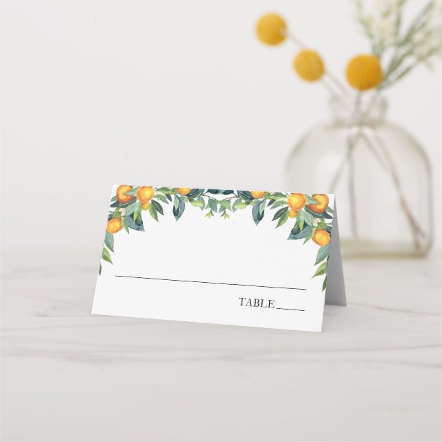 Orange et vert Nom Cartes de Place (Devant)