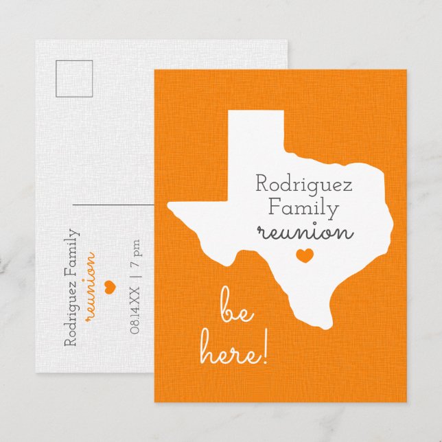 Orange État du Texas Réunion de Famille Carte Post (Devant / Derrière)