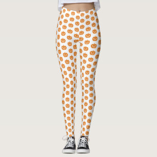 Orange Evil Jack O'Lantern Pattern Halloween Leggings