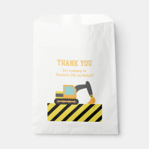 Orange Excavator Construction Kids Party Birthday Favour Bag