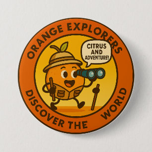 Orange Explorers Discover The World 3 Inch Round Button