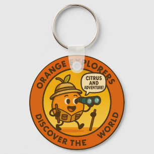 Orange Explorers Discover The World Keychain