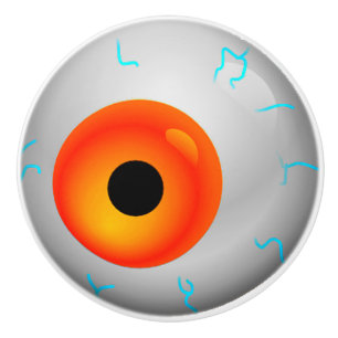 Orange Eyeball Zombie Drawer Knob