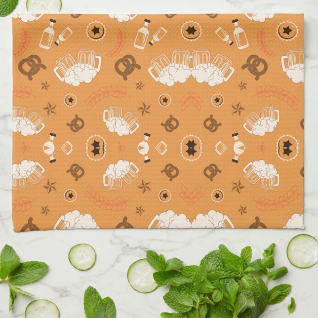 Orange fabric pattern with white sheep kitchen towel (Creator Uploaded)