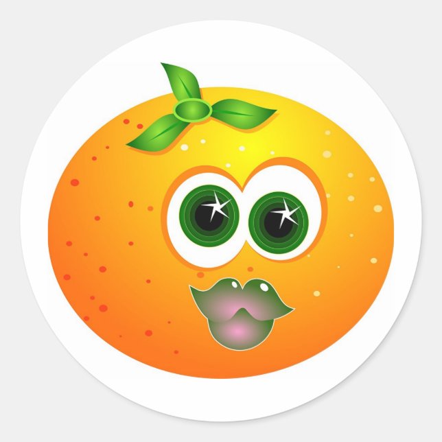 Orange Face Classic Round Sticker (Front)