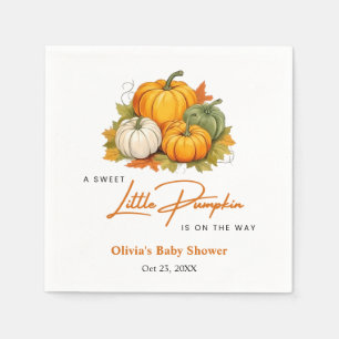 Orange Fall Autumn A Little Pumpkin Baby Shower  Napkin
