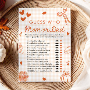 Orange Fall Cutie Pie Guess Who Mom or Dad Game Invitation
