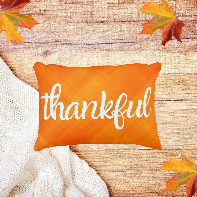 Orange Fall Decorative Thankful Accent Pillow (Creator Uploaded)
