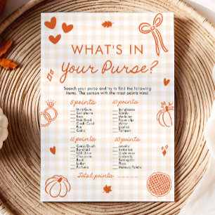 Orange Fall Hand Drawn What's In Your Purse Game Invitation