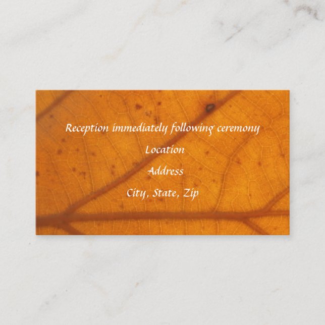 Orange Fall Leaf Reception Cards (Front)