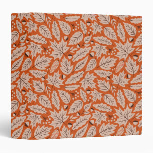 Orange Fall Leaves & Acorns Pattern Binder