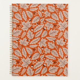 Orange Fall Leaves & Acorns Pattern Planner