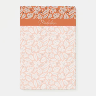 Orange Fall Leaves & Acorns Pattern Post-it Notes