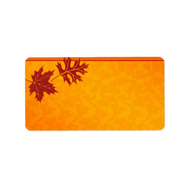 Orange Fall Leaves Wedding Blank Address Labels (Front)