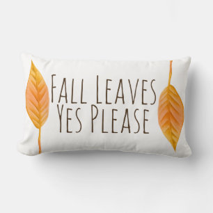 Orange Fall Leaves Yes Please Autumn Lumbar Pillow