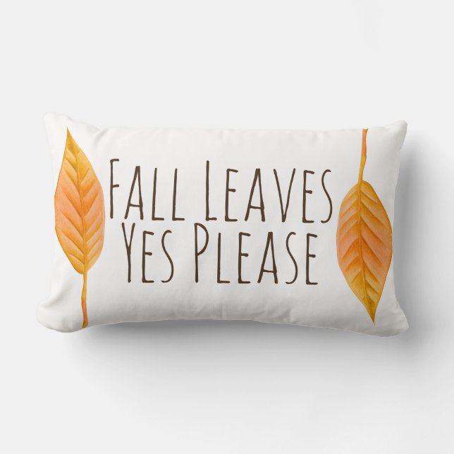 Orange Fall Leaves Yes Please Autumn Lumbar Pillow (Front)