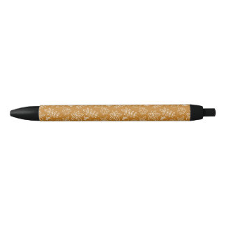 orange fall patterned black ink pen
