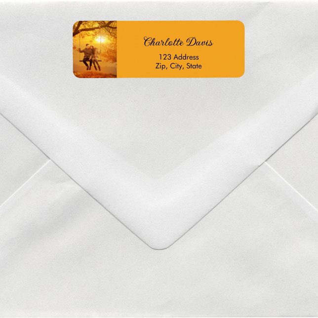 Orange fall photo wedding return address (Creator Uploaded)
