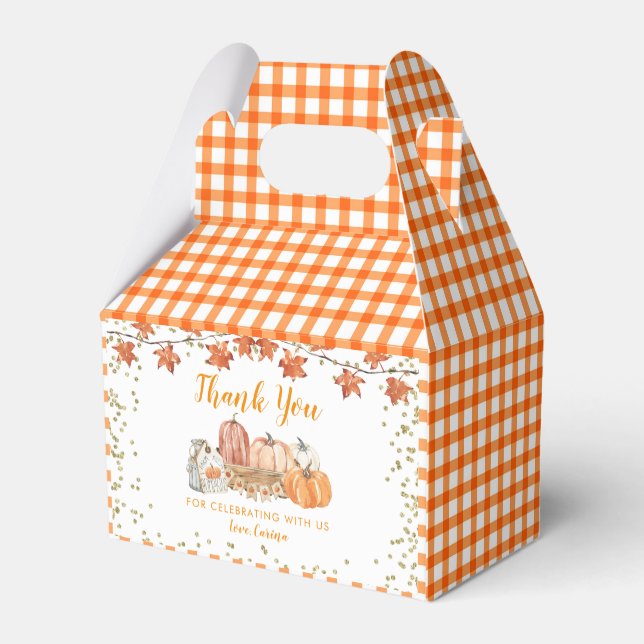 Orange Fall Pumpkin Patch Birthday Party Favour Bo Favor Box (Back Side)
