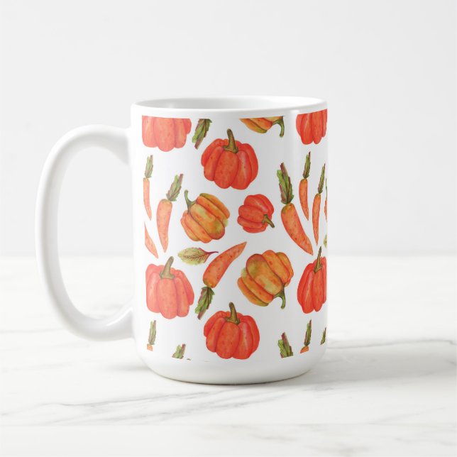 ORANGE FALL PUMPKINS & CARROTS COFFEE MUG (Left)