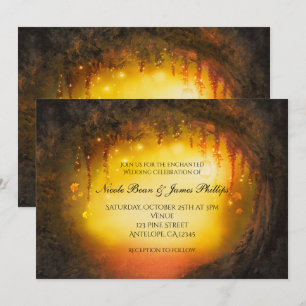 Orange Fall Rustic Enchanted Forest Invitations
