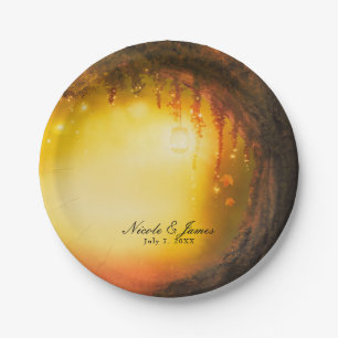 Orange Fall Rustic Enchanted Forest Reception Paper Plate