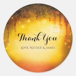 Orange Fall Rustic Enchanted Forest Wedding Favour Classic Round Sticker