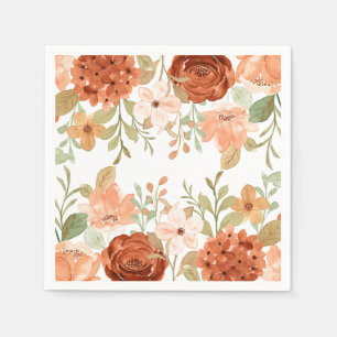 Orange fall watercolor floral  napkin