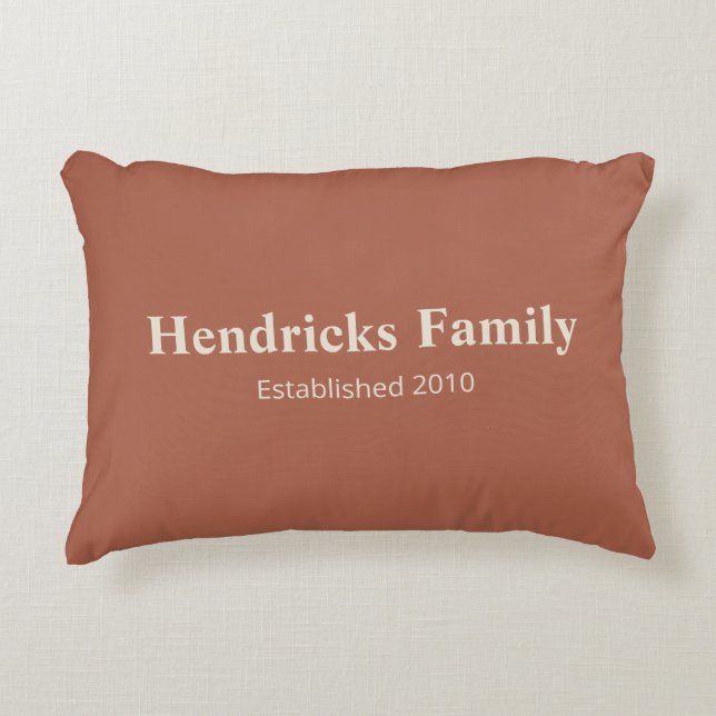 Orange Family Name "Established" with Back Pattern Accent Pillow (Front)