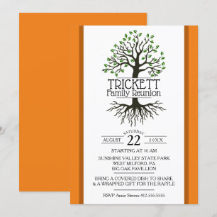 Orange Family Tree Family Reunion Invitation