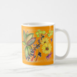 Orange Fancy Flower Mug