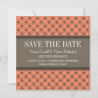 Orange Fancy Lattice Save the Date Invite