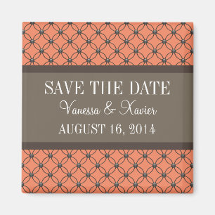 Orange Fancy Lattice Save the Date Magnet
