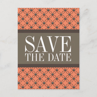 Orange Fancy Lattice Save the Date Postcard