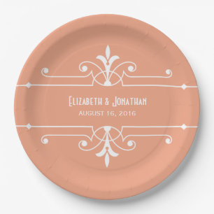 Orange Fancy Ornamental Paper Plates
