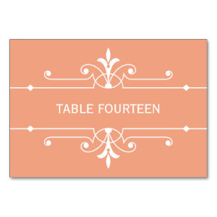 Orange Fancy Ornamental Wedding Table Card