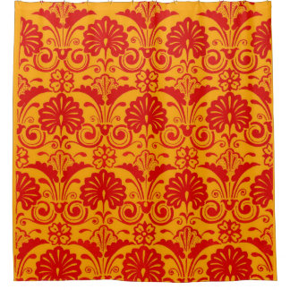 orange fans and fronds print