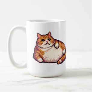 Orange fat cat meme pixel art coffee mug