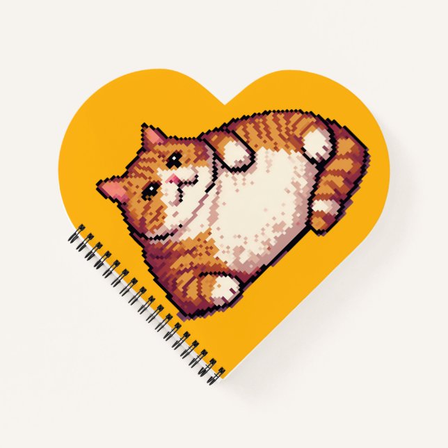 Orange fat cat meme pixel art notebook (Front)
