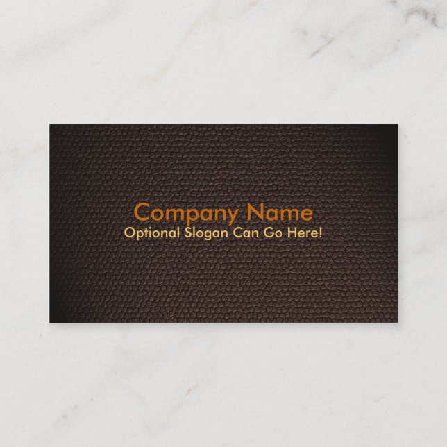 Orange Faux Leather Business Card Design (Front)