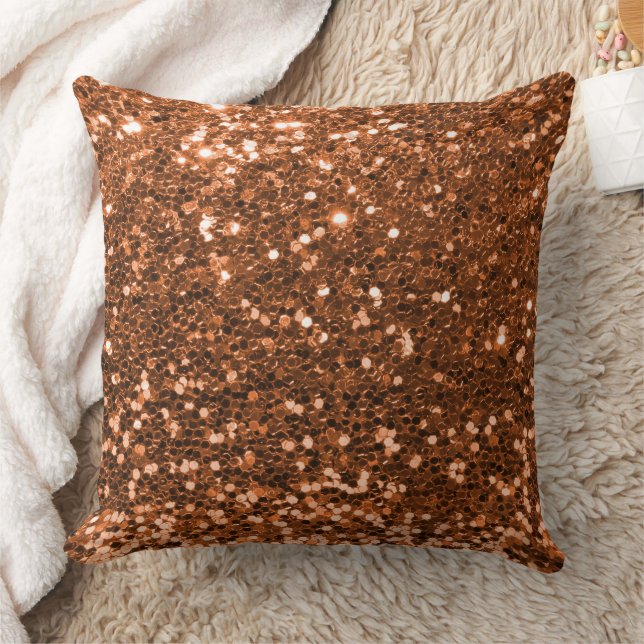 Orange Faux Sequin Glitter Throw Pillow (Blanket)