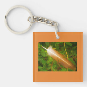 Orange Feather Keychain