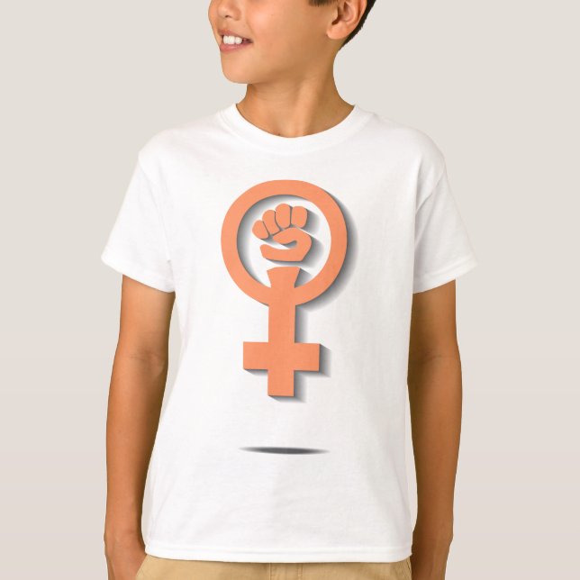 Orange feminist venus mirror sign design T-Shirt (Front)