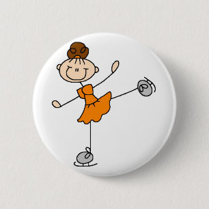 Orange Figure Skater Button