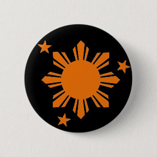 Orange Filipino Sun/Stars Button