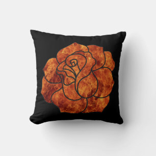 Orange Fire Rose Reversible Pillow